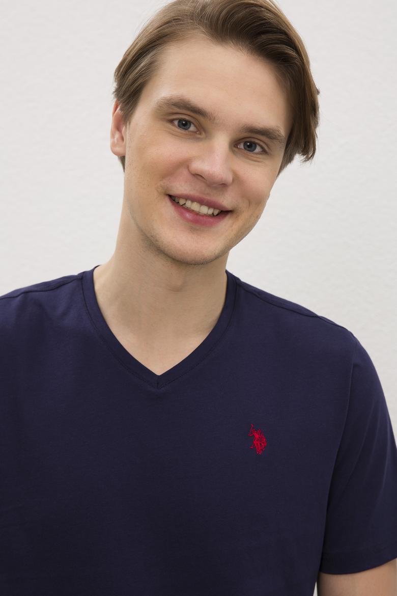 Erkek Lacivert Basic V Yaka Tişört