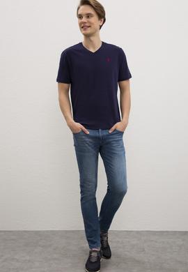 Erkek Lacivert Basic V Yaka Tişört - 50222610011