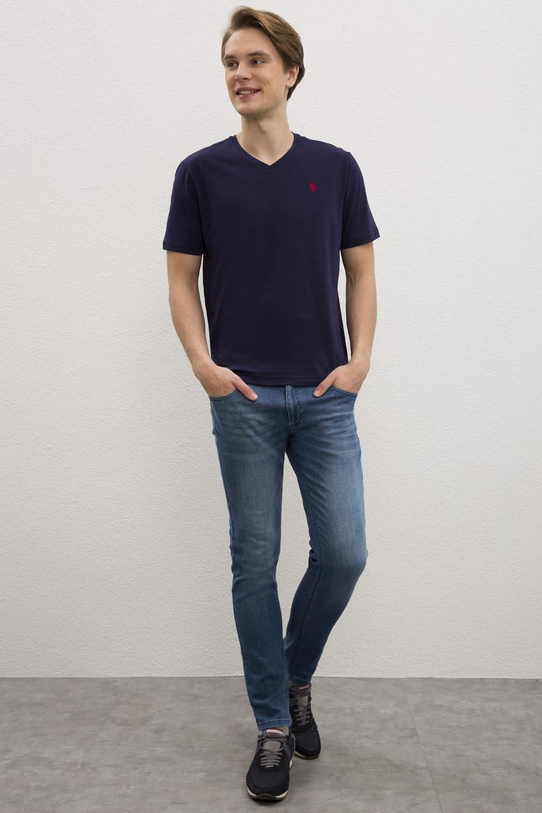 Erkek Lacivert Basic V Yaka Tişört - 50222610011