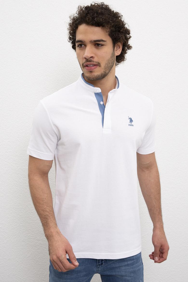 Erkek Beyaz Hakim Yaka T-Shirt