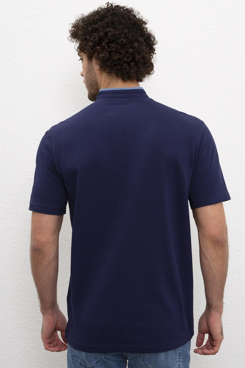 Erkek Lacivert Hakim Yaka T-Shirt - 50219112031