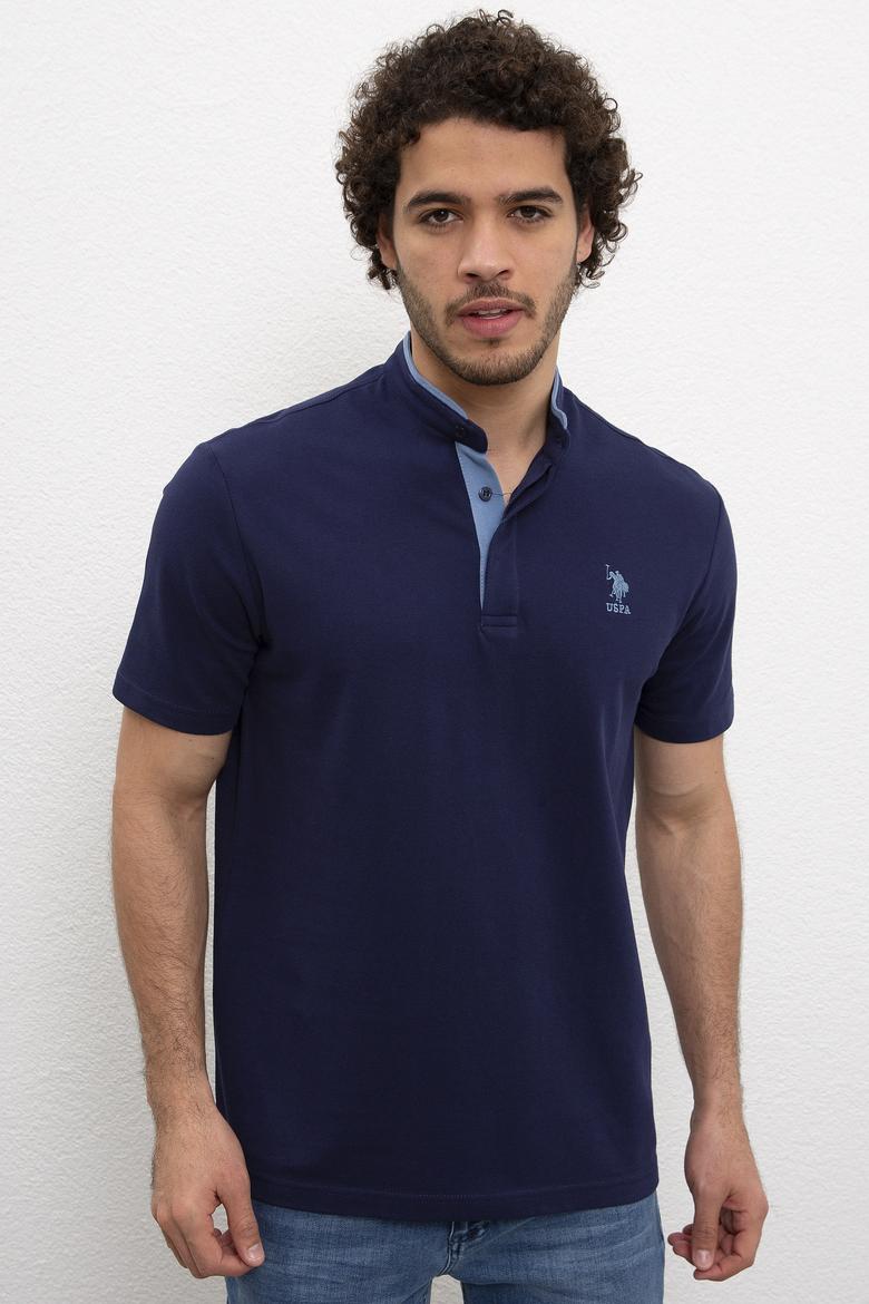 Erkek Lacivert Hakim Yaka T-Shirt