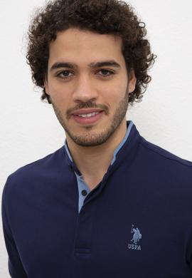 Erkek Lacivert Hakim Yaka T-Shirt - 50219112031