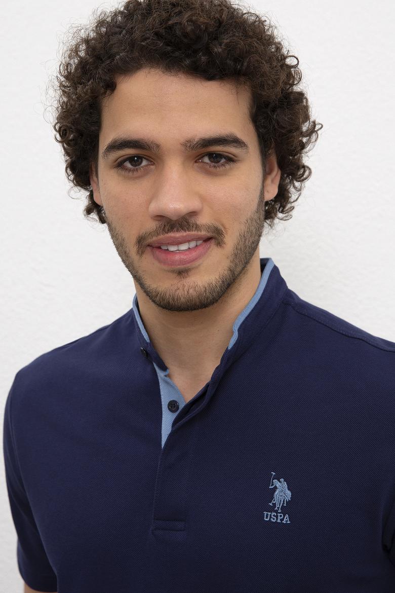 Erkek Lacivert Hakim Yaka T-Shirt - 50219112031