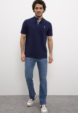 Erkek Lacivert Hakim Yaka T-Shirt - 50219112031