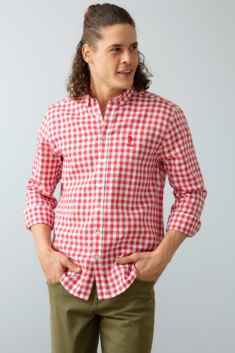 Erkek Kırmızı Gömlek Uzunkol
