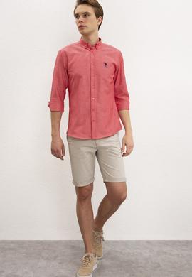 Erkek Kırmızı Uzun Kollu Basic Gömlek - 50218954072