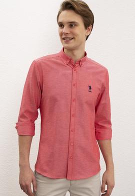 Erkek Kırmızı Uzun Kollu Basic Gömlek - 50218954072