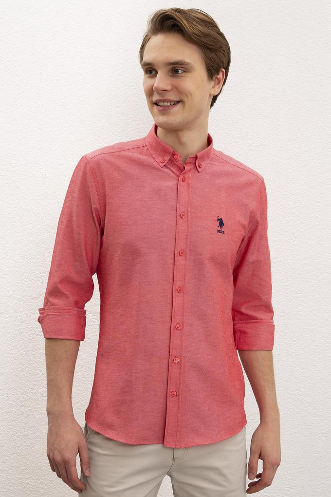 Erkek Kırmızı Uzun Kollu Basic Gömlek