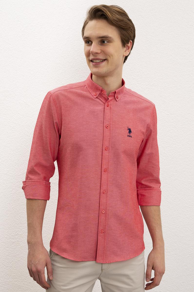 Erkek Kırmızı Uzun Kollu Basic Gömlek