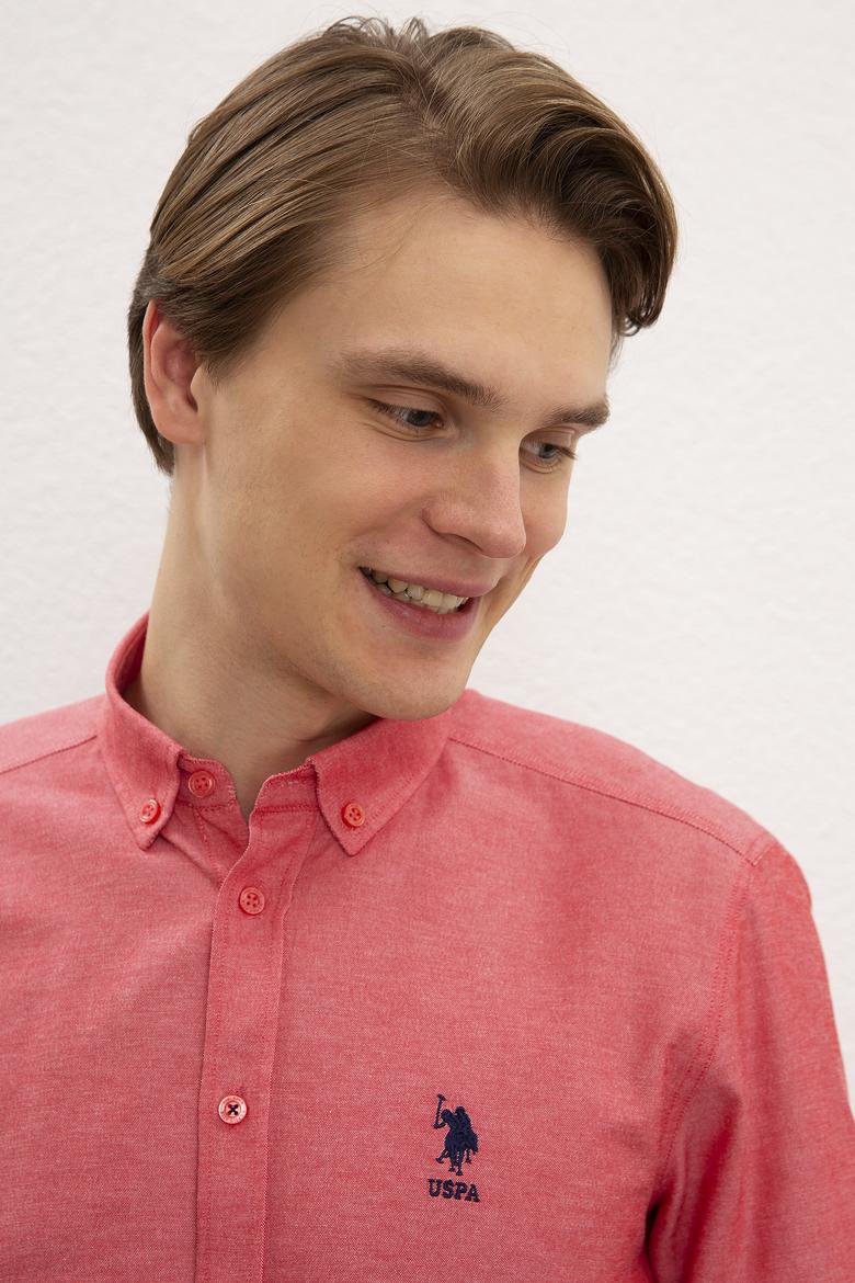 Erkek Kırmızı Uzun Kollu Basic Gömlek - 50218954072