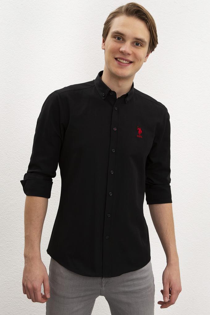 Erkek Siyah Gömlek Uzunkol Basic