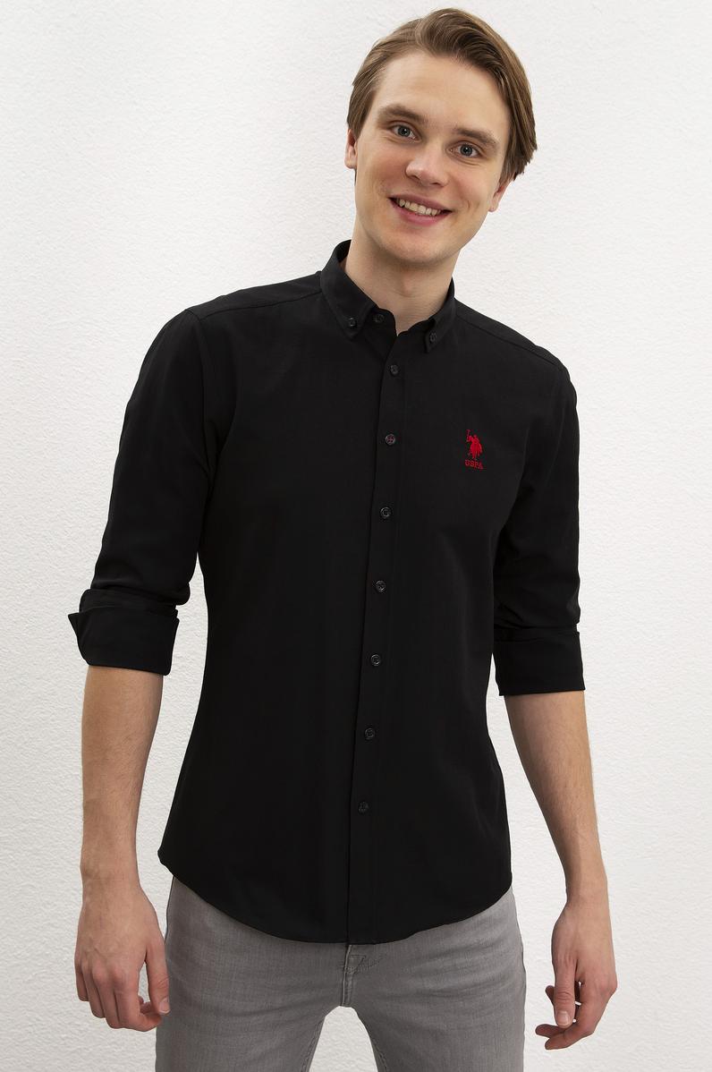 Erkek Siyah Gömlek Uzunkol Basic