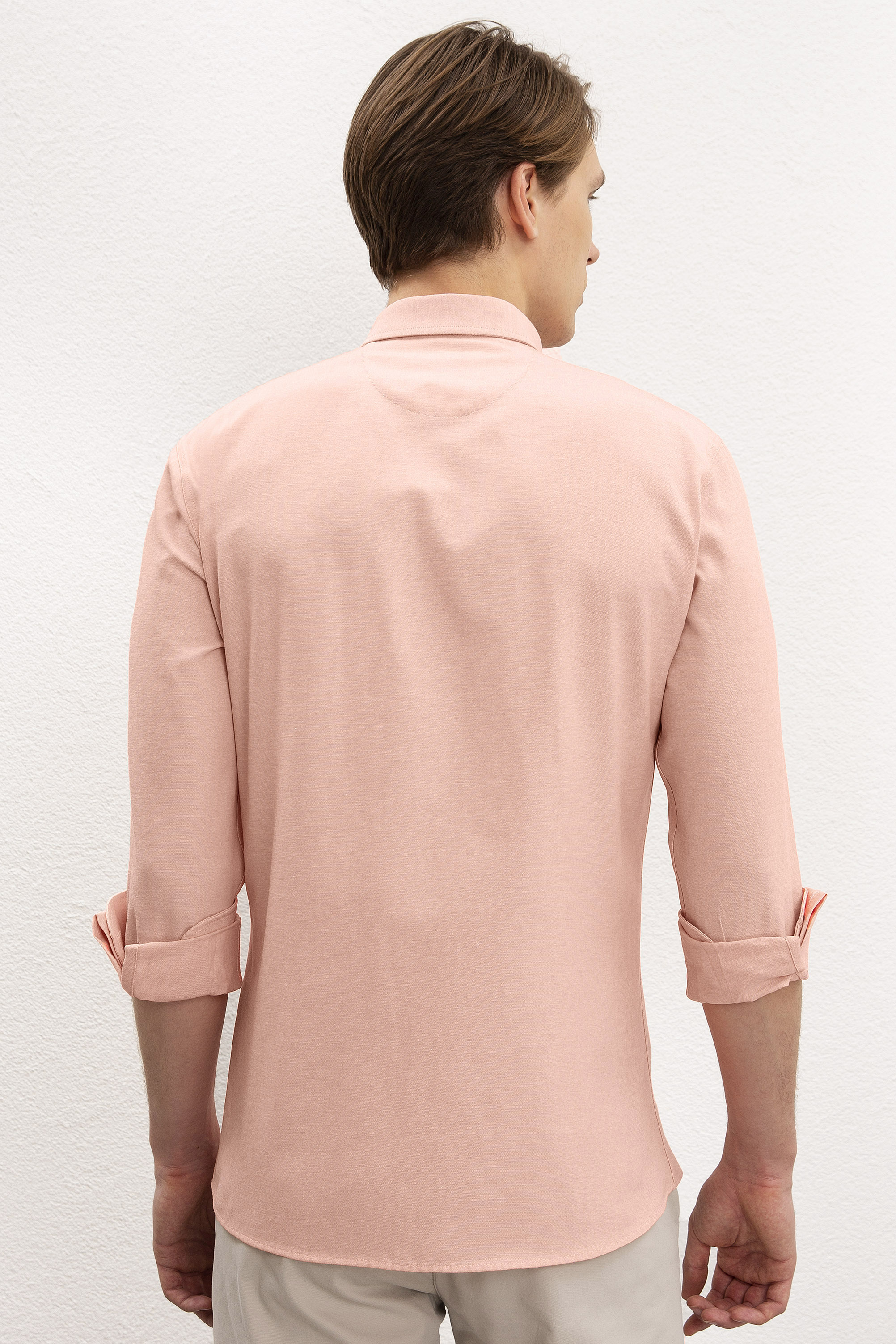 Erkek Pembe Gömlek Uzunkol Basic - Image 3