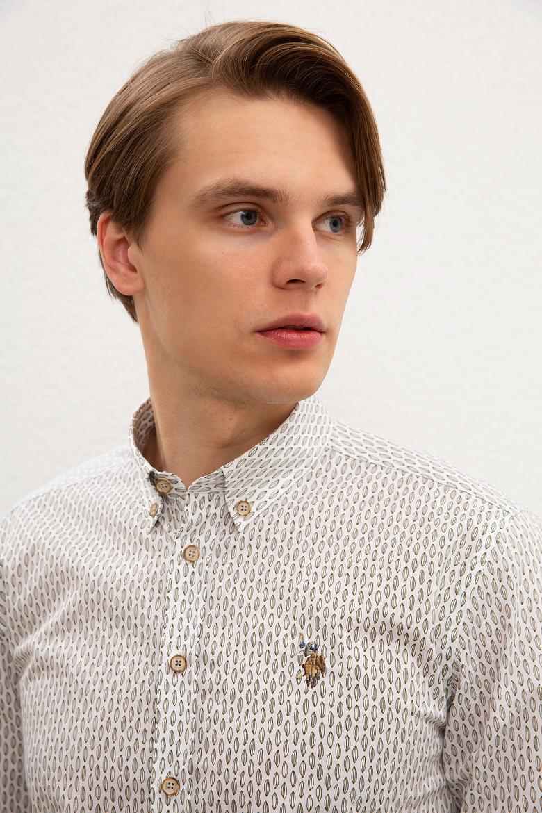 Erkek Haki Desenli Gömlek Uzunkol - 50219438017