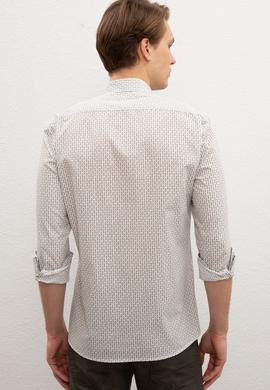 Erkek Haki Desenli Gömlek Uzunkol - 50219438017