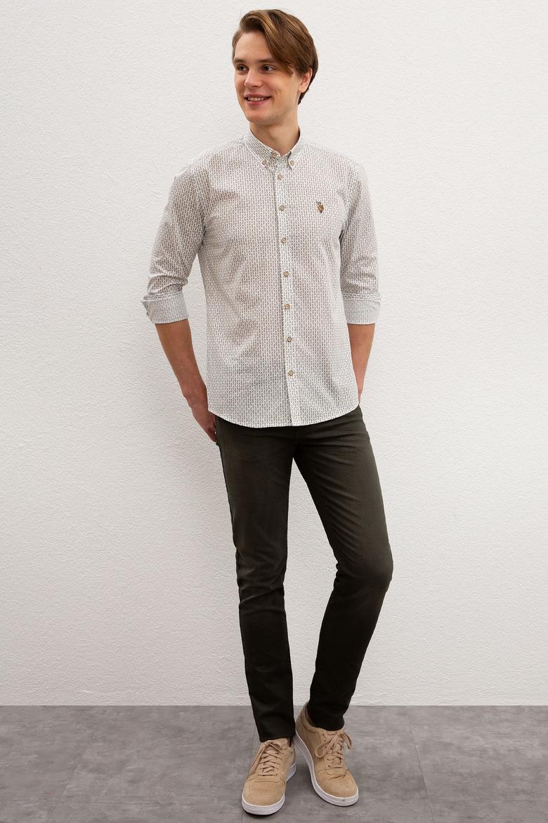 Erkek Haki Desenli Gömlek Uzunkol - 50219438017
