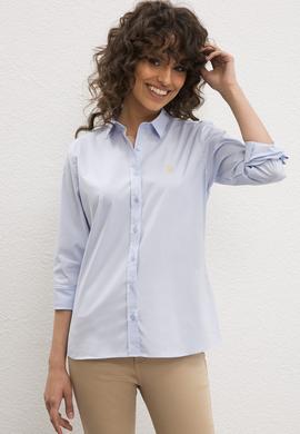 Kadın Açık Mavi Uzun Kollu Basic Gömlek - 50219519002