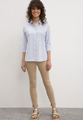 Kadın Açık Mavi Uzun Kollu Basic Gömlek - 50219519002