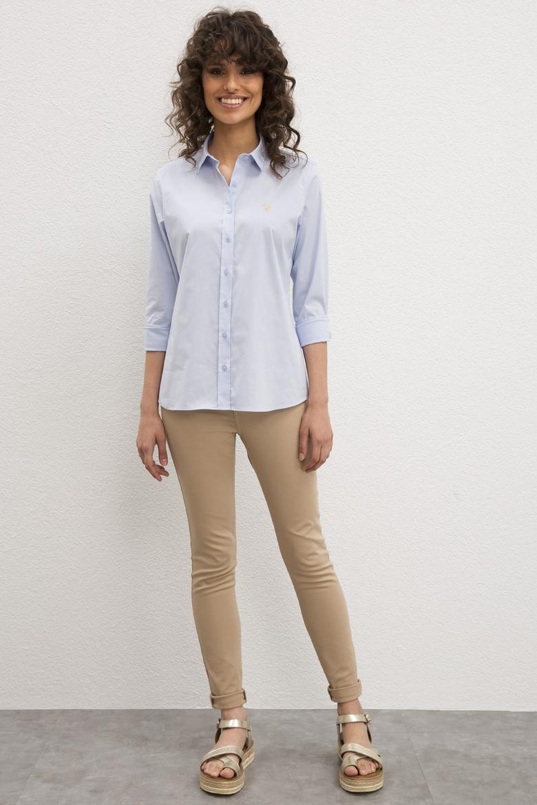 Kadın Açık Mavi Uzun Kollu Basic Gömlek - 50219519002
