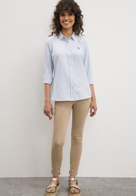 Kadın Açık Mavi Uzun Kollu Basic Gömlek - 50219521009
