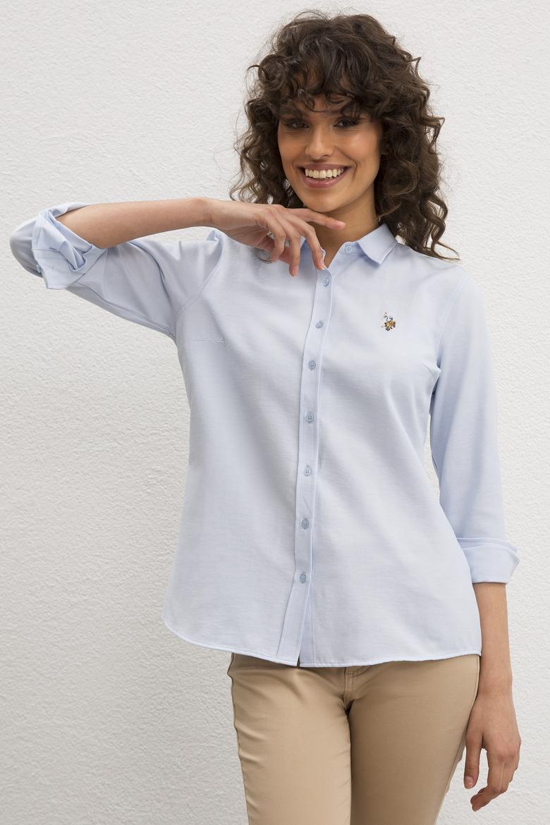 Kadın Açık Mavi Uzun Kollu Basic Gömlek