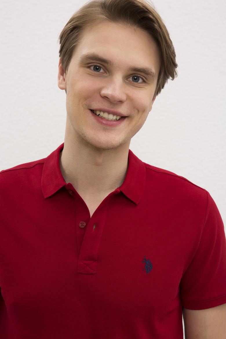 Erkek Bordo Basic Polo Yaka Tişört - 50217612330