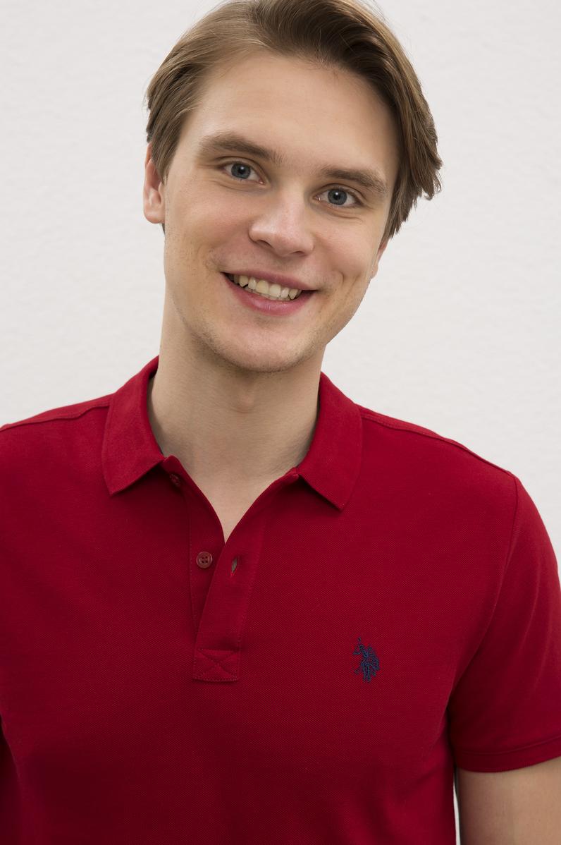 Erkek Bordo Basic Polo Yaka Tişört