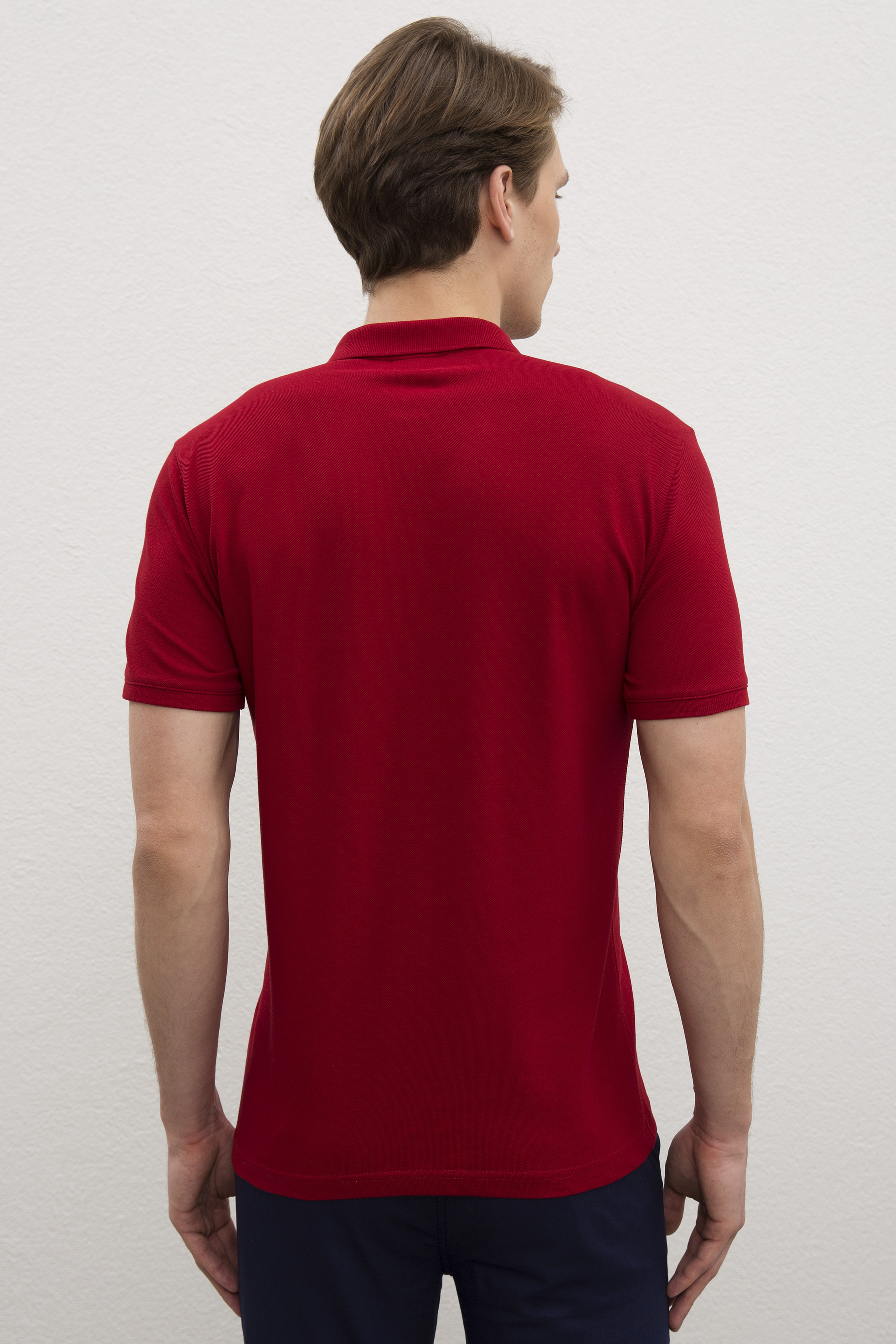 Erkek Bordo Basic Polo Yaka Tişört - Image 3