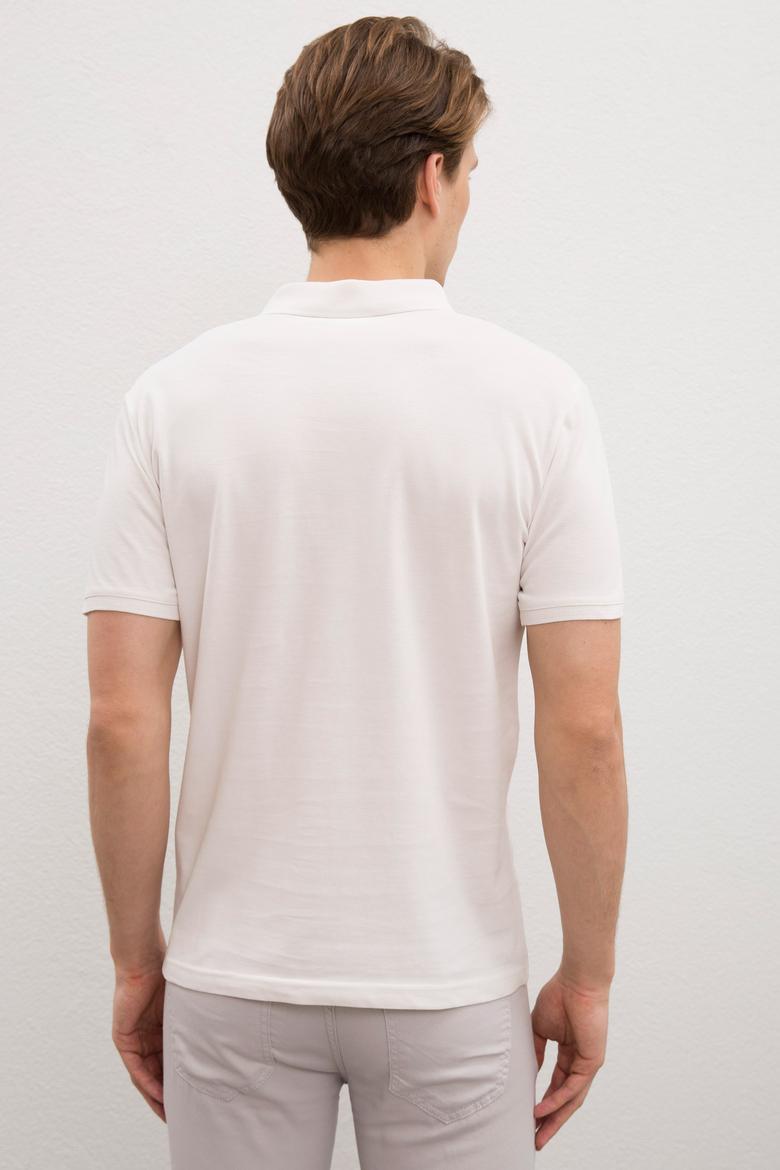 Erkek Ekru Basic Polo Yaka Tişört - 50217612331