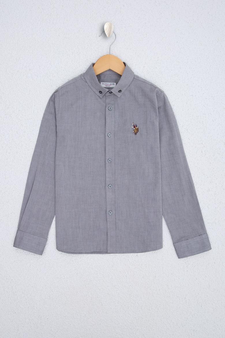 Erkek Çocuk Gri Gömlek Uzunkol