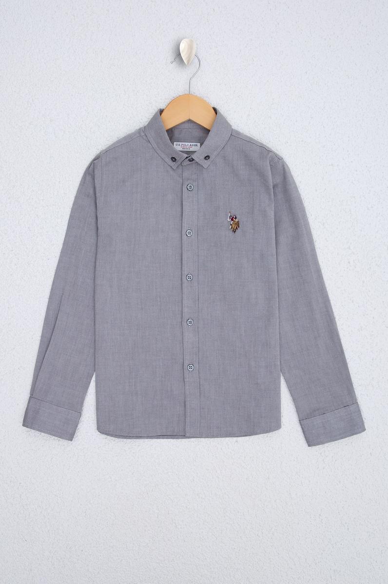 Erkek Çocuk Gri Gömlek Uzunkol