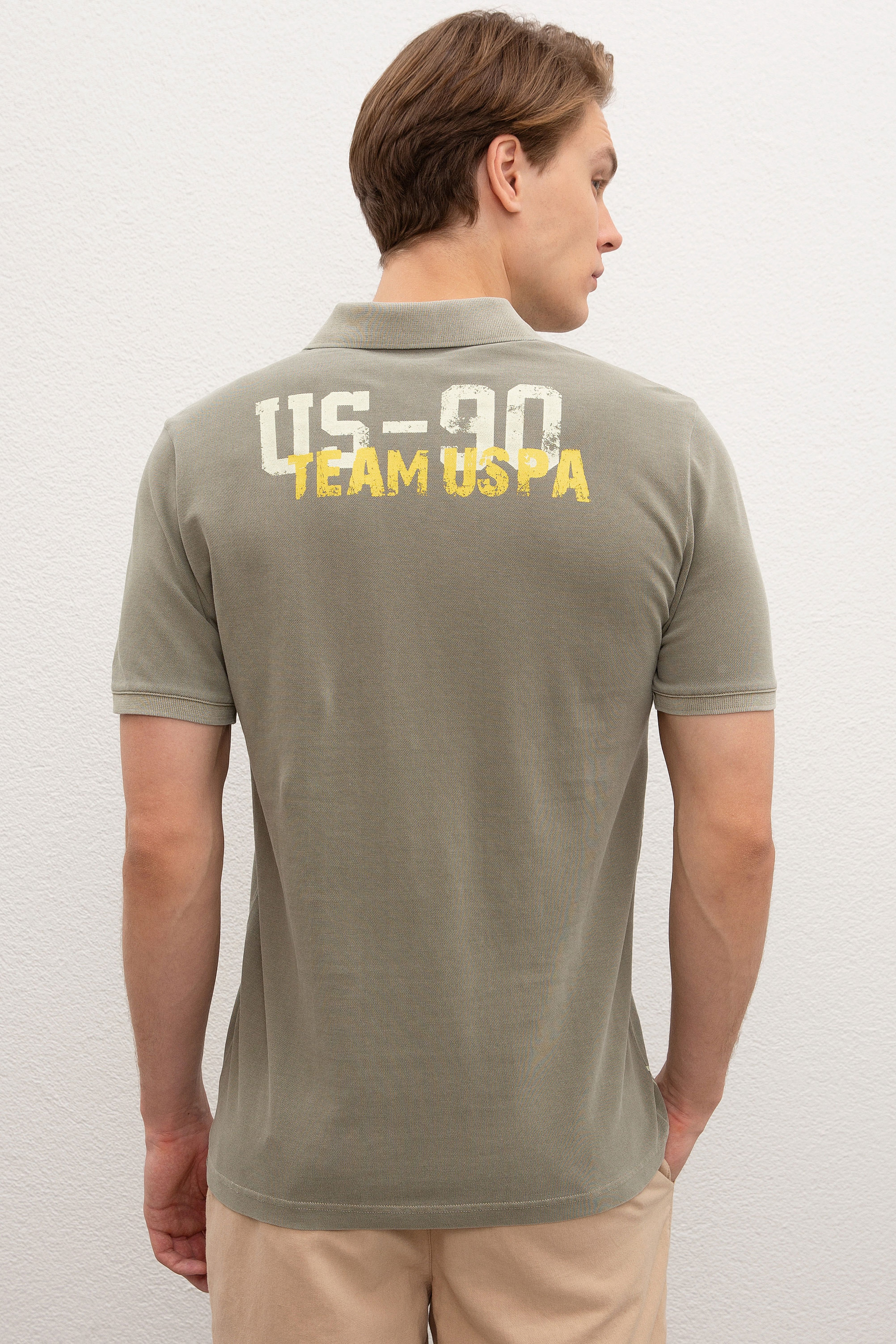 Erkek Haki Polo Yaka T-Shirt - Image 3