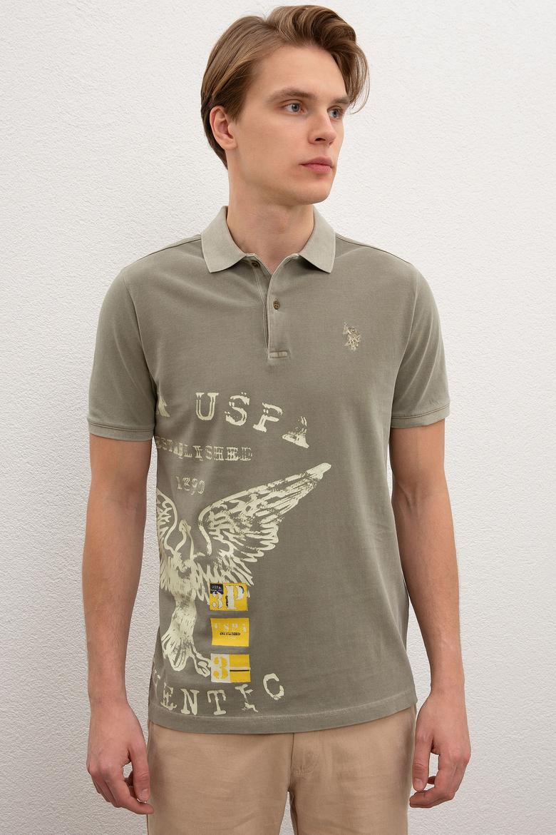 Erkek Haki Polo Yaka T-Shirt