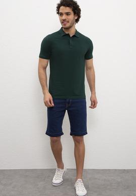 Erkek Koyu Yeşil Basic Tişört - 50217612093