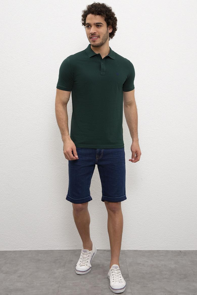 Erkek Koyu Yeşil Basic Tişört - 50217612093