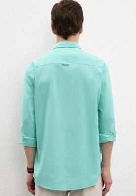 Erkek Yeşil Gömlek Uzunkol Basic - 50200420049