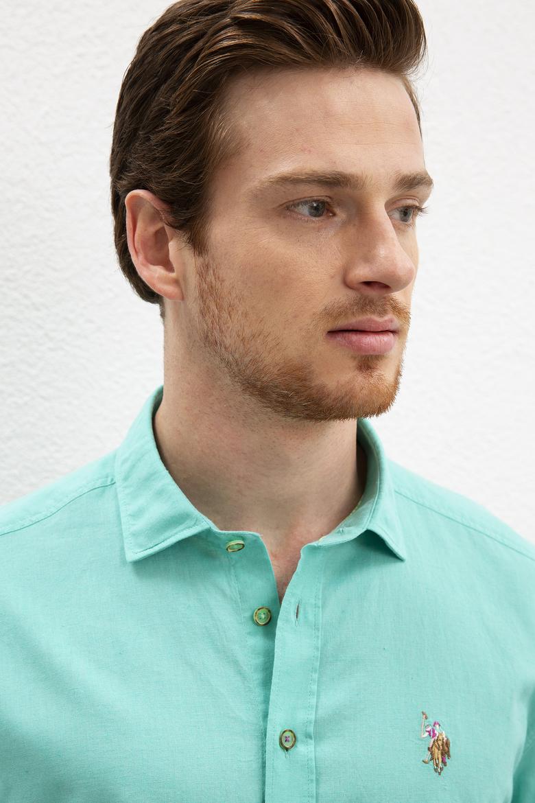 Erkek Yeşil Gömlek Uzunkol Basic - 50200420049