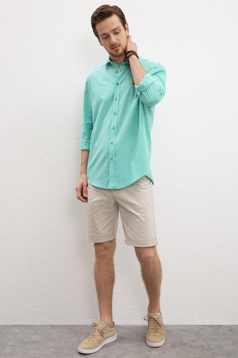 Erkek Yeşil Gömlek Uzunkol Basic - 50200420049