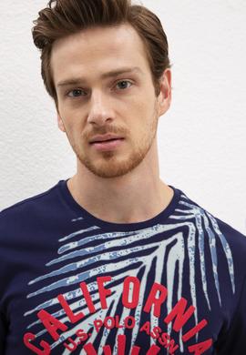 Erkek Lacivert Bisiklet Yaka T-Shirt - 50219195003