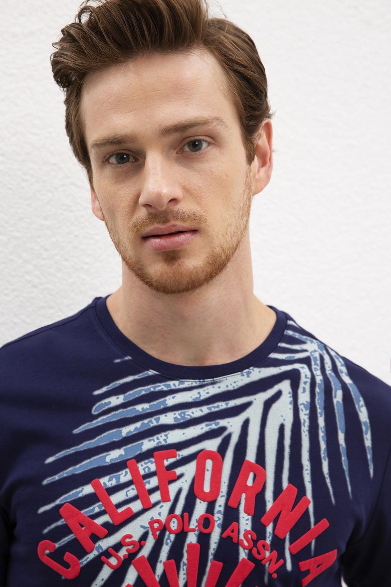 Erkek Lacivert Bisiklet Yaka T-Shirt - 50219195003