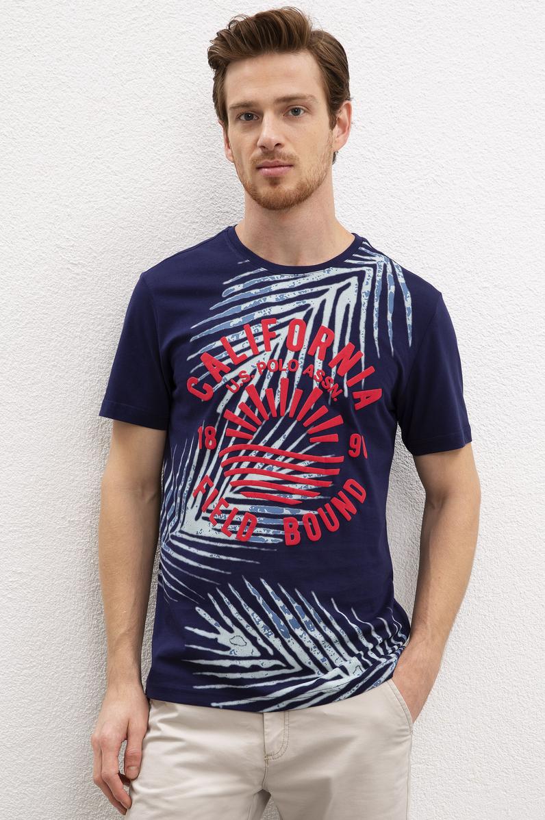 Erkek Lacivert Bisiklet Yaka T-Shirt