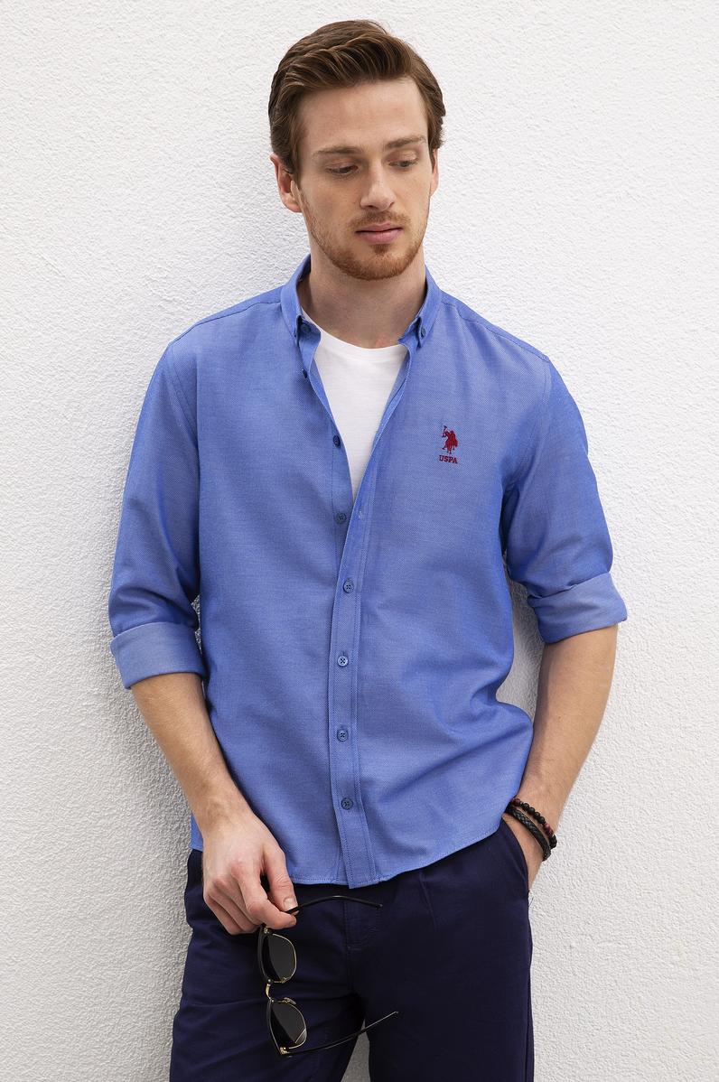 Erkek Mavi Gömlek Uzunkol Basic