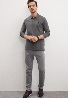 Erkek Antrasit Melanj Polo Yaka Sweatshirt Basic - 50209212032