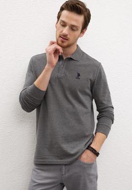 Erkek Antrasit Melanj Polo Yaka Sweatshirt Basic - 50209212032