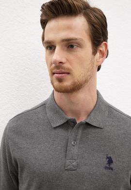 Erkek Antrasit Melanj Polo Yaka Sweatshirt Basic - 50209212032