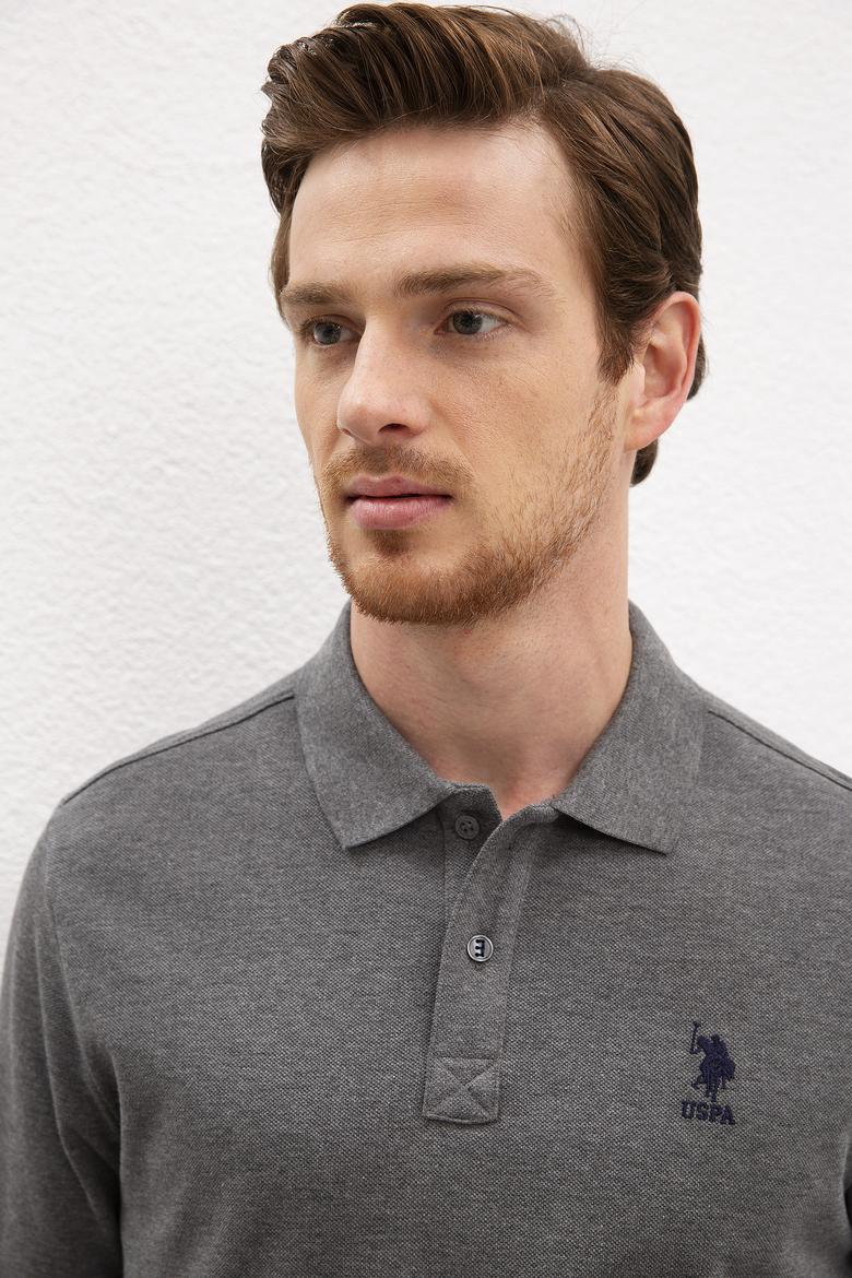 Erkek Antrasit Melanj Polo Yaka Sweatshirt Basic - 50209212032