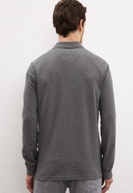 Erkek Antrasit Melanj Polo Yaka Sweatshirt Basic - 50209212032