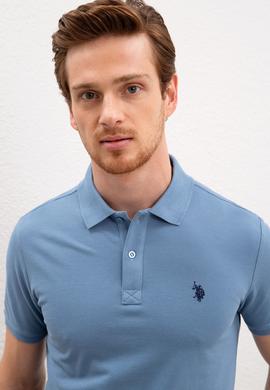 Erkek İndigo Polo Yaka T-Shirt Basic - 50217612170