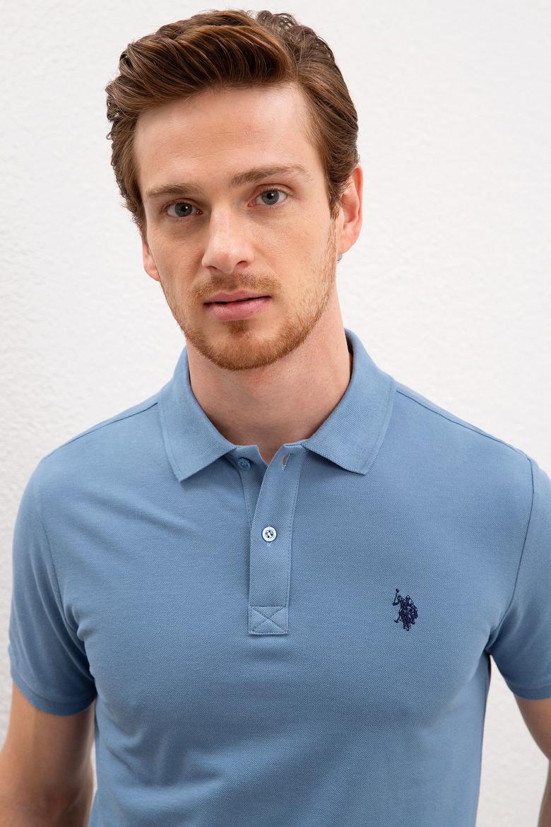 Erkek İndigo Polo Yaka T-Shirt Basic - 50217612170